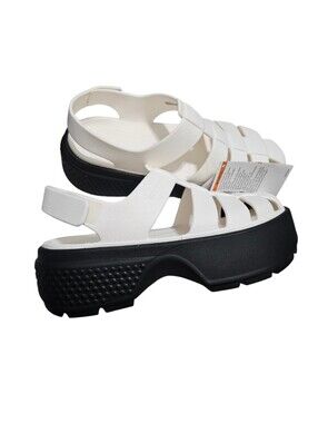 Crocs Stomp White Strappy Platform Fisherman Sandals NEW